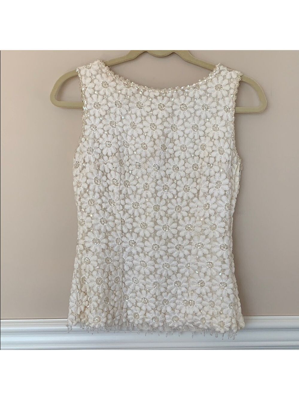 Vintage Embroidered Sequin Sleeveless Top